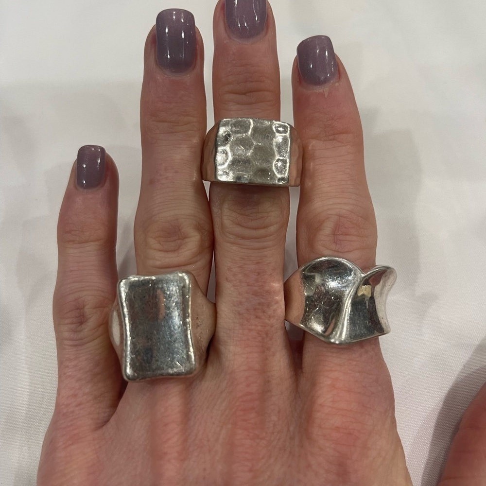 Sculpted Sterling silver rectangular ring - Picture 1 of 4